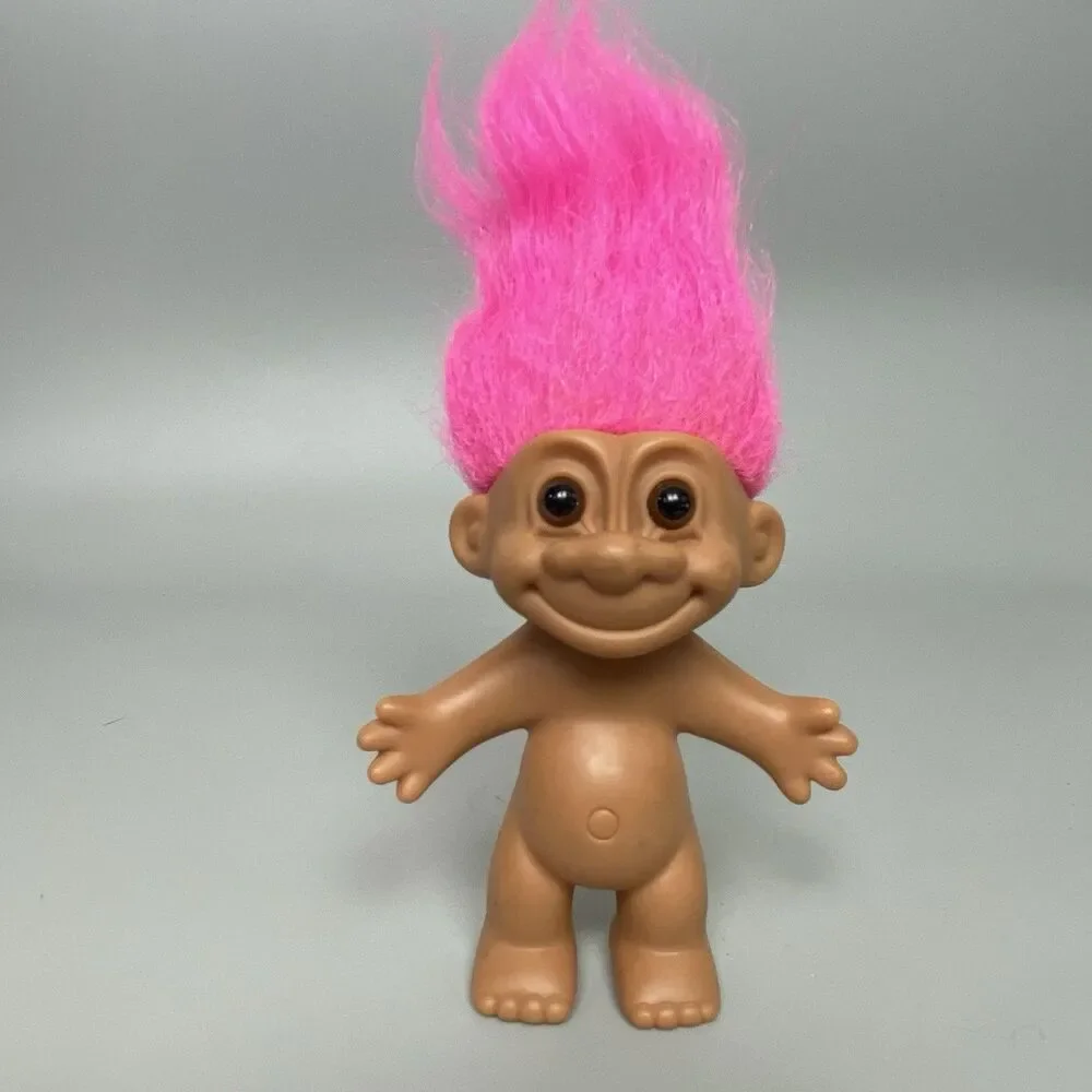 Vintage Russ Troll Dolls Red Purple Pink Hair Russ Trolls Dressed Nude Lot of 4